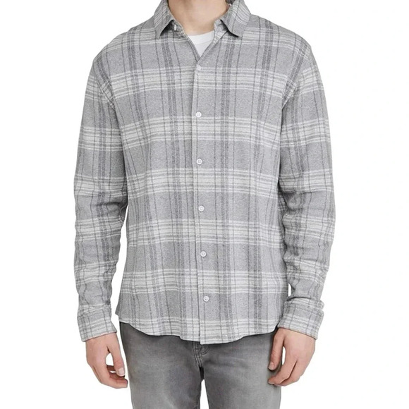 Vince Slub Plaid  Linen Blend Button Up - Picture 1 of 11